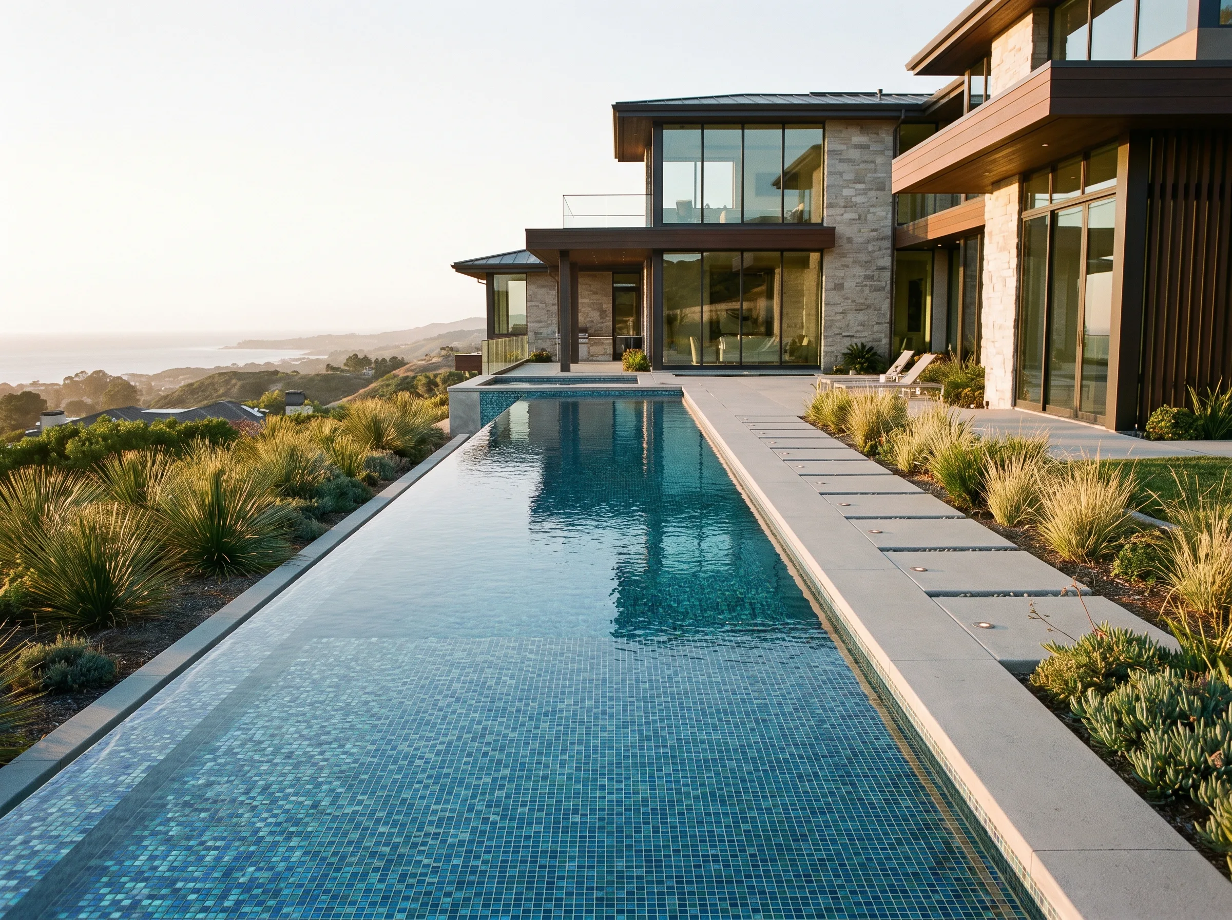 Geometric modern fiberglass pool